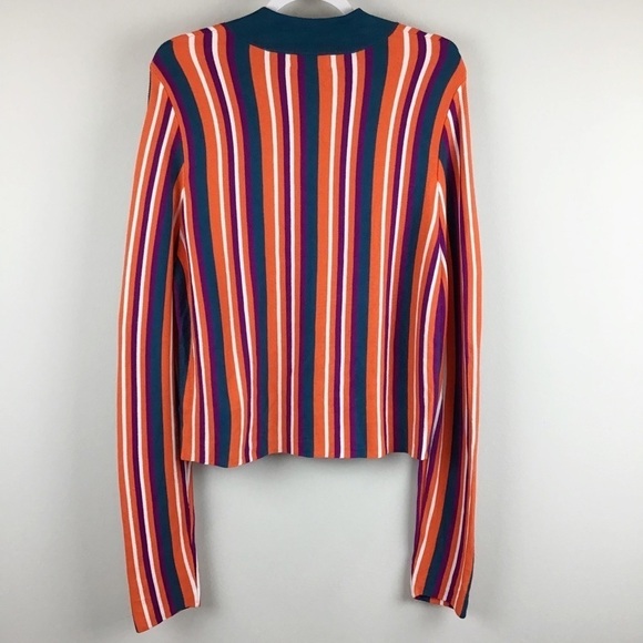 Victor Glemaud Target Orange Vertical Stripe Crop Mock Turtleneck Sweater | L - Picture 4 of 12